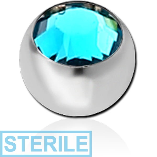 STERILE SURGICAL STEEL FLAT STONE SWAROVSKI CRYSTAL JEWELLED BALL