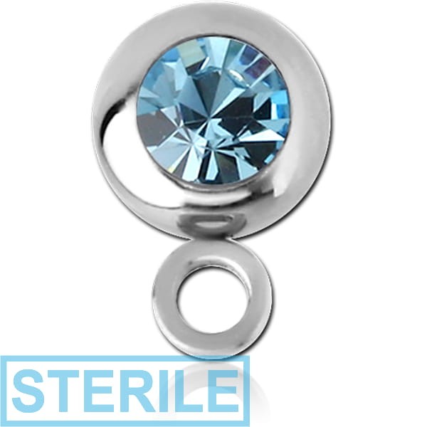 STERILE SURGICAL STEEL HIGH END CRYSTAL JEWELLED BALL WITH HORIZONTAL HOOP