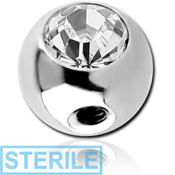 STERILE SURGICAL STEEL SIDE THREADED SWAROVSKI CRYSTAL JEWELLED MICRO BALL