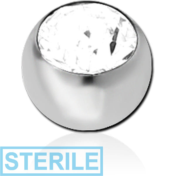STERILE SURGICAL STEEL FLAT STONE SWAROVSKI CRYSTAL JEWELLED MICRO BALL