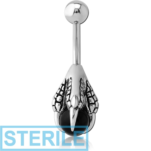 STERILE SURGICAL STEEL KOOL KATANA NAVEL BANANA WITH ONYX BALL - CLAWS