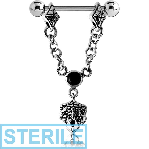 STERILE SURGICAL STEEL KOOL KATANA NIPPLE STIRRUP WITH ONYX