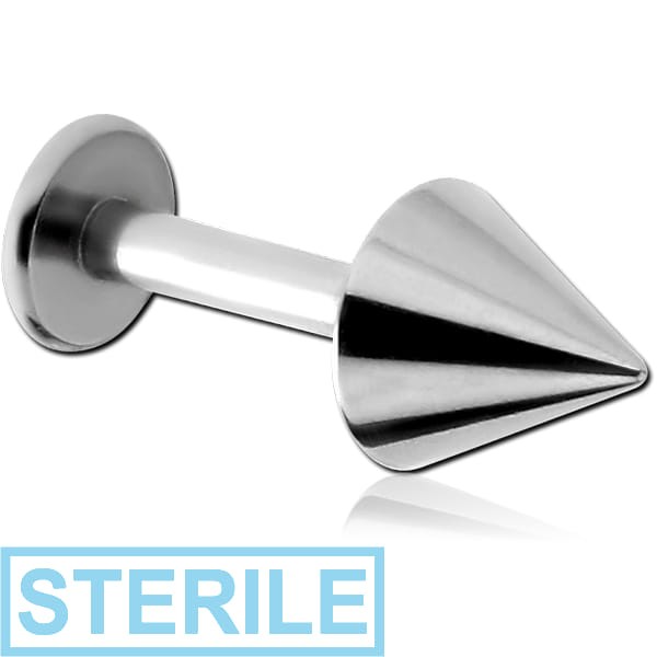 STERILE SURGICAL STEEL LABRET WITH CONE