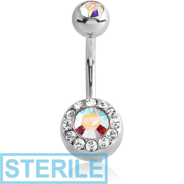 STERILE SURGICAL STEEL DOUBLE JEWELLED MULTI NAVEL BANANA