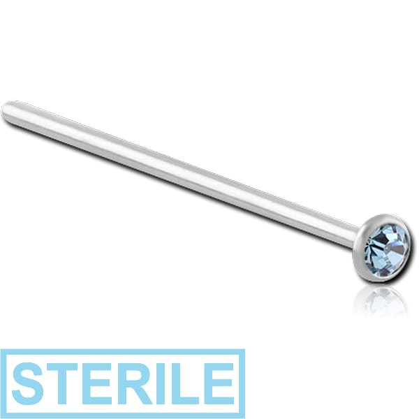 STERILE SURGICAL STEEL VALUE JEWELLED LARGE LEFT STRAIGHT NOSE STUD