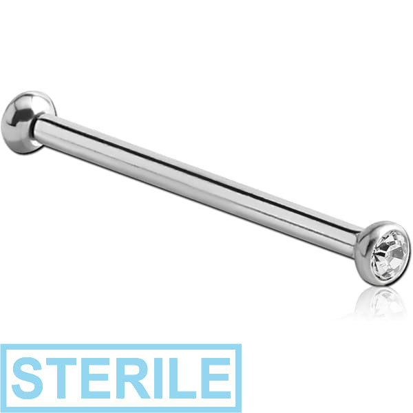 STERILE SURGICAL STEEL DOUBLE JEWELLED MICRO BARBELL