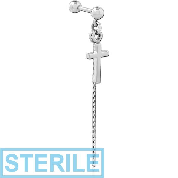 STERILE SURGICAL STEEL MICRO BARBELL WITH DANGLING CHARM