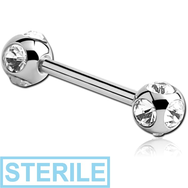 STERILE SURGICAL STEEL MICRO BARBELL WITH MULTI JEWELLED BALLS