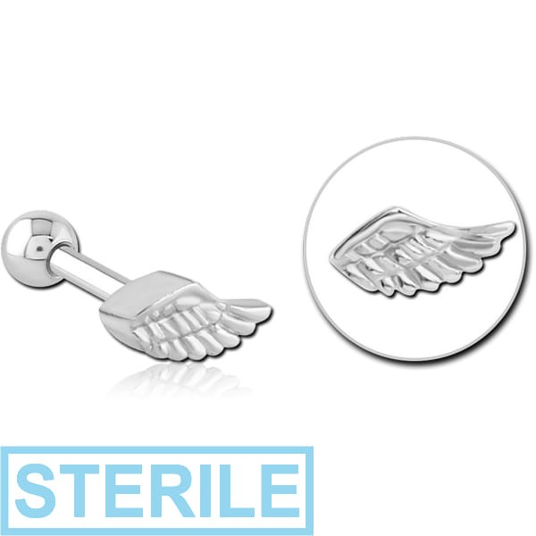 STERILE SURGICAL STEEL TRAGUS MICRO BARBELL - WING