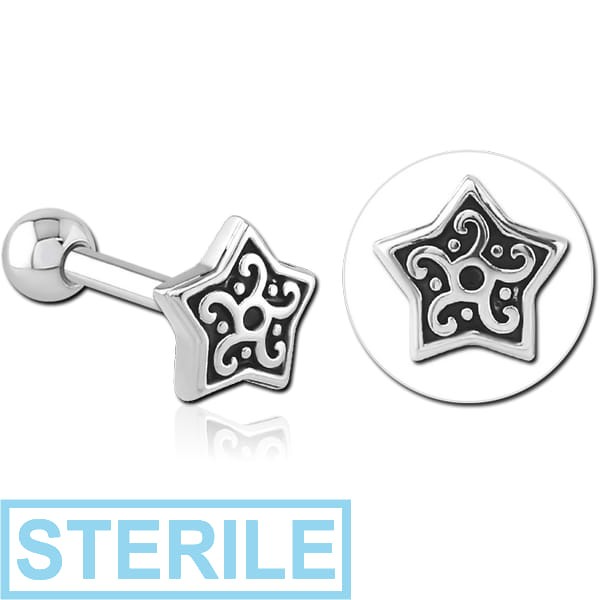 STERILE SURGICAL STEEL TRAGUS MICRO BARBELL - STAR