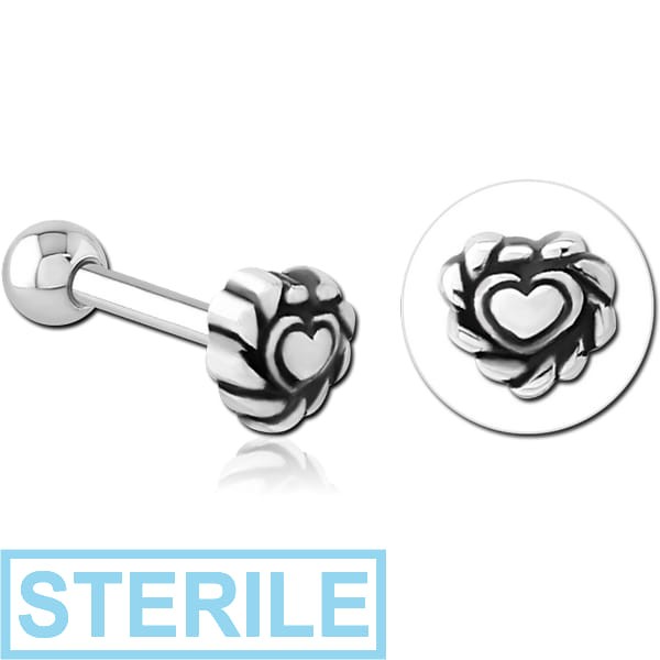 STERILE SURGICAL STEEL TRAGUS MICRO BARBELL - HEART