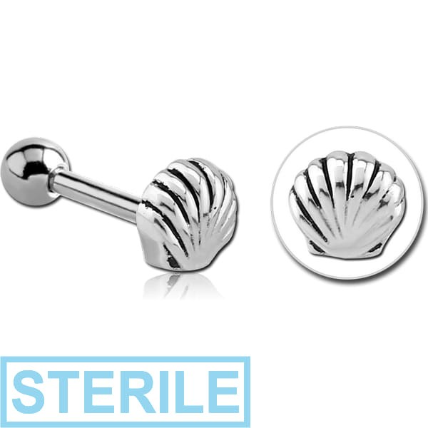 STERILE SURGICAL STEEL TRAGUS MICRO BARBELL - SHELL