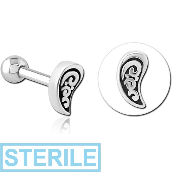 STERILE SURGICAL STEEL TRAGUS MICRO BARBELL - FILIGREE