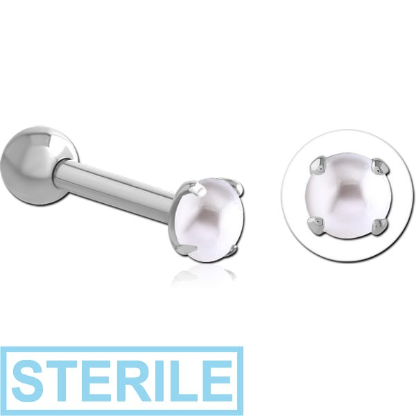STERILE SURGICAL STEEL ROUND PRONG SET JEWELLED TRAGUS MICRO BARBELL