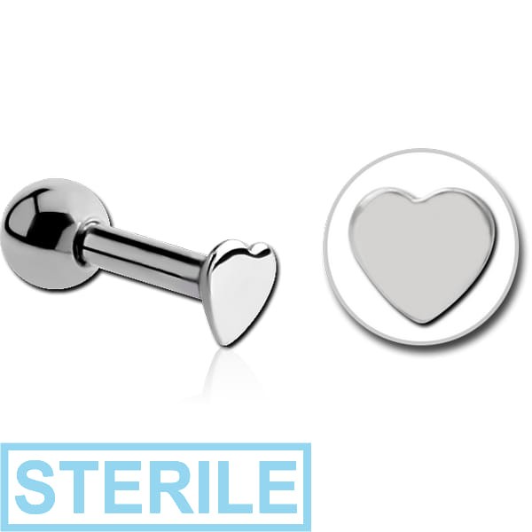 STERILE SURGICAL STEEL HEART TRAGUS MICRO BARBELL