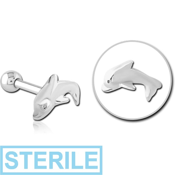STERILE SURGICAL STEEL DOLPHIN TRAGUS MICRO BARBELL