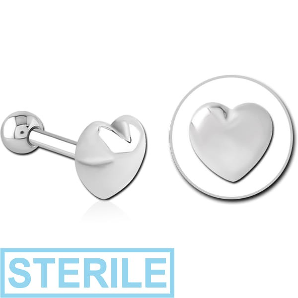 STERILE SURGICAL STEEL HEART TRAGUS MICRO BARBELL