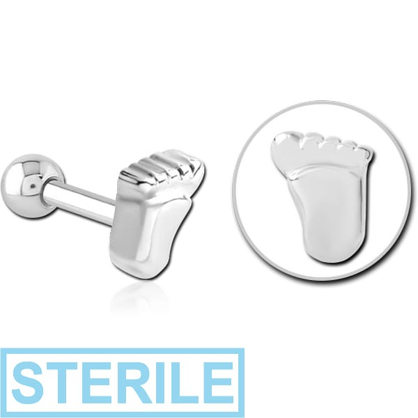 STERILE SURGICAL STEEL FOOT TRAGUS MICRO BARBELL