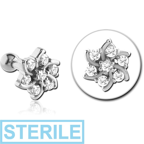 STERILE SURGICAL STEEL JEWELLED TRAGUS MICRO BARBELL