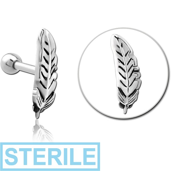 STERILE SURGICAL STEEL TRAGUS MICRO BARBELL - LEAF