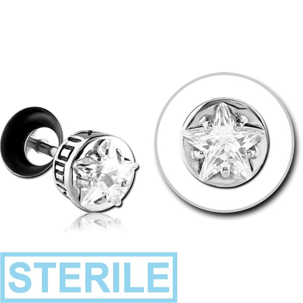 STERILE SURGICAL STEEL TRIPLE JEWELLED TRAGUS MICRO BARBELL