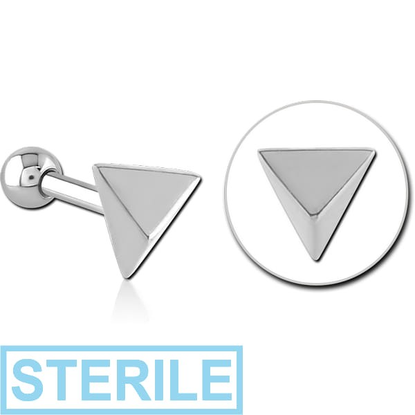 STERILE SURGICAL STEEL TRAGUS MICRO BARBELL - PYRAMID