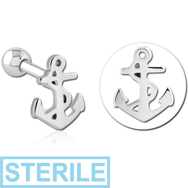 STERILE SURGICAL STEEL TRAGUS MICRO BARBELL - ANCHOR