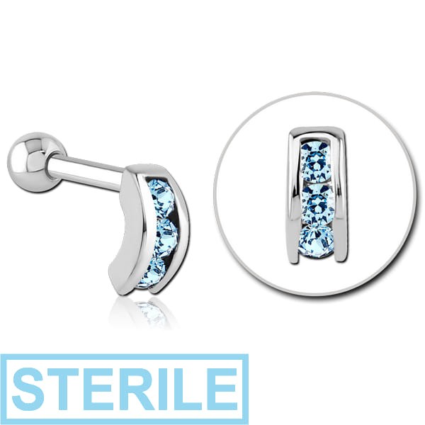 STERILE SURGICAL STEEL JEWELLED TRAGUS MICRO BARBELL