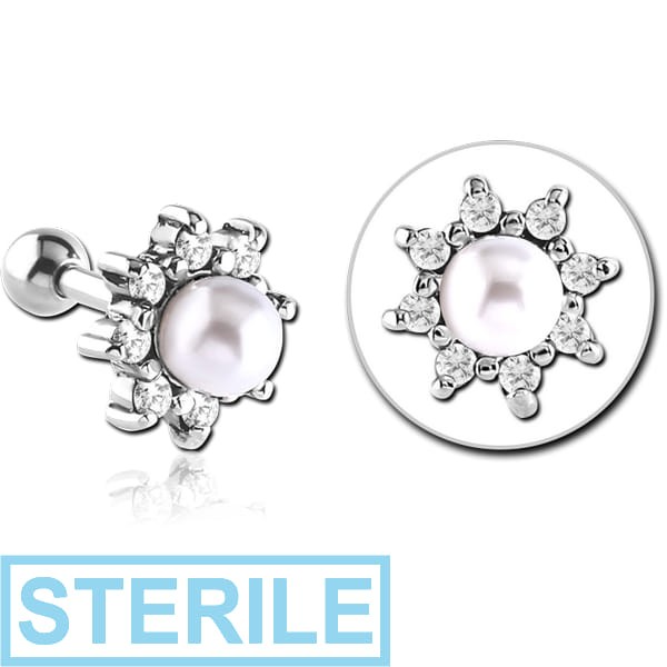 STERILE SURGICAL STEEL JEWELLED TRAGUS MICRO BARBELL - SUN