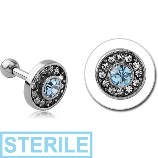 STERILE SURGICAL STEEL JEWELLED TRAGUS MICRO BARBELL- DISK