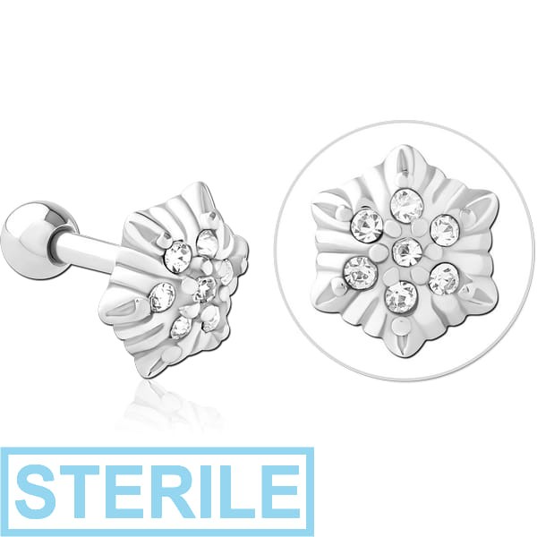 STERILE SURGICAL STEEL JEWELLED TRAGUS MICRO BARBELL
