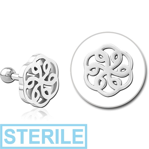 STERILE SURGICAL STEEL TRAGUS MICRO BARBELL - FLOWER