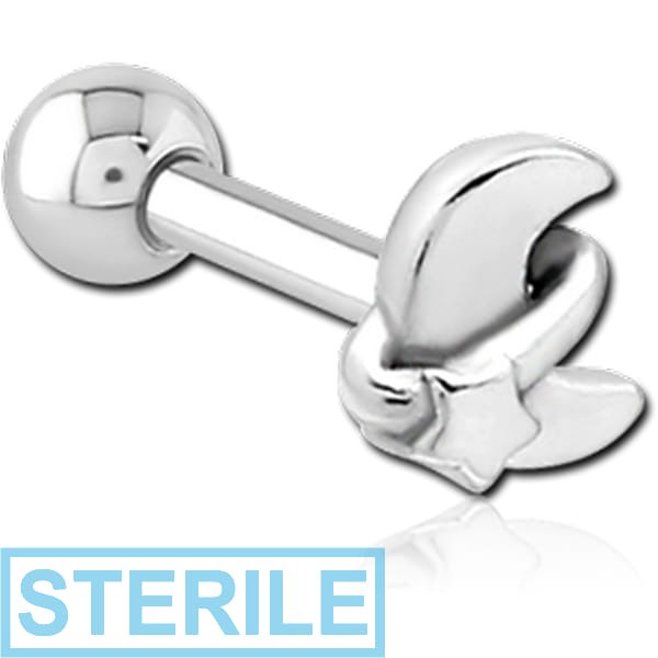 STERILE SURGICAL STEEL TRAGUS MICRO BARBELL - ANNULAR ECLIPSE AND STAR