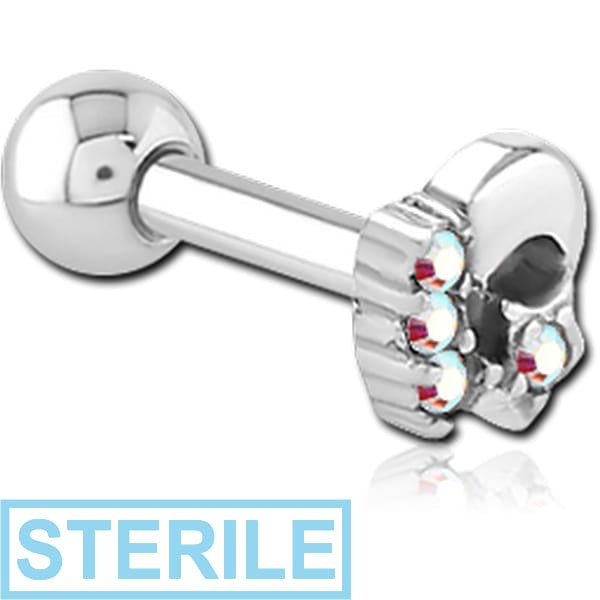 STERILE SURGICAL STEEL JEWELLED TRAGUS MICRO BARBELL - PLAIN MOON AND STARS