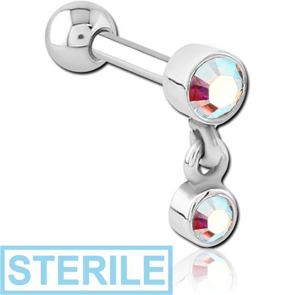 STERILE SURGICAL STEEL JEWELLED TRAGUS MICRO BARBELL