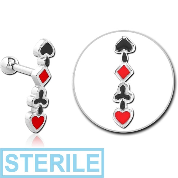 STERILE SURGICAL STEEL TRAGUS MICRO BARBELL - CARDS SIGNS