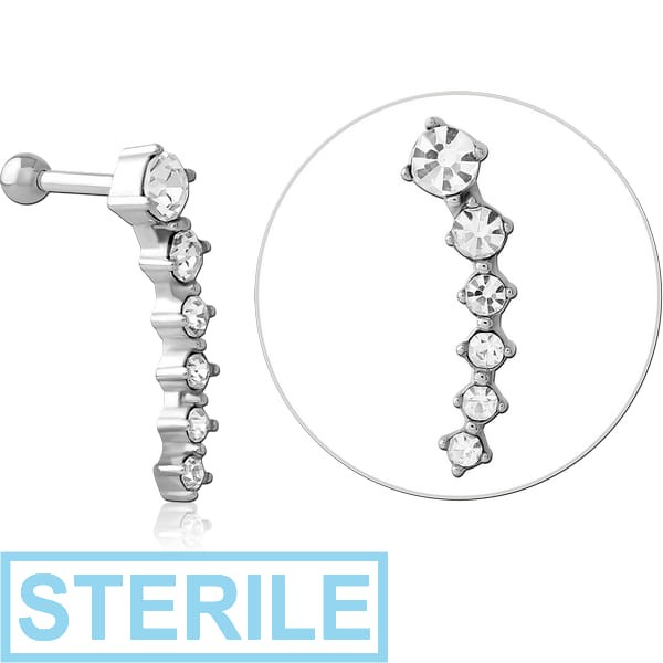 STERILE SURGICAL STEEL JEWELLED TRAGUS MICRO BARBELL