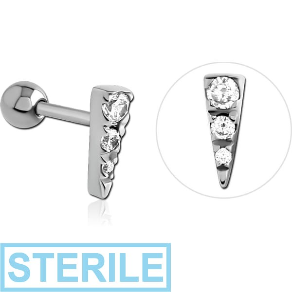 STERILE SURGICAL STEEL JEWELLED TRAGUS MICRO BARBELL