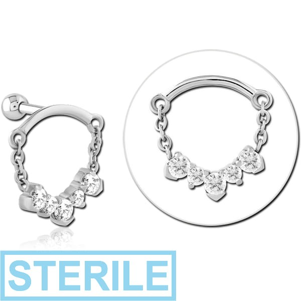 STERILE SURGICAL STEEL MICRO BARBELL WITH JEWELLED CHARM