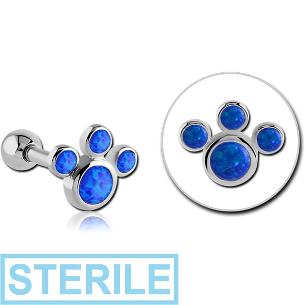 STERILE SURGICAL STEEL SYNTHETIC OPAL TRAGUS MICRO BARBELL