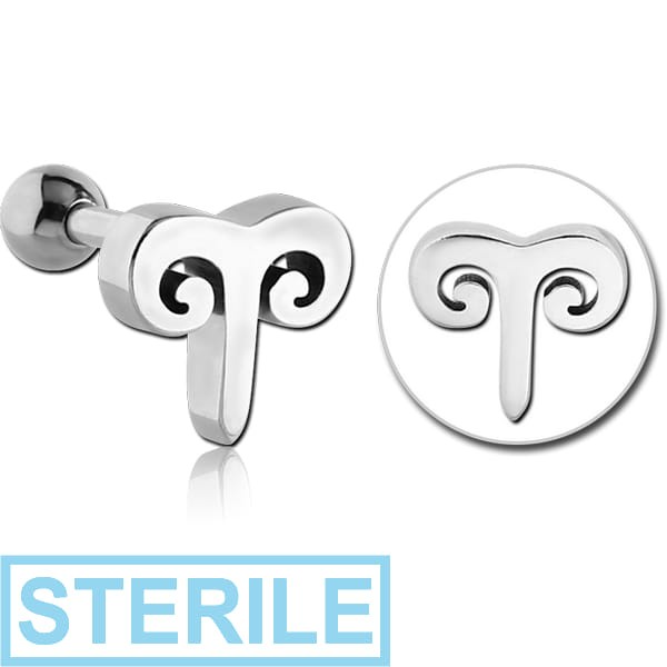 STERILE SURGICAL STEEL ARIES THREADED ATTACHMENT TRAGUS MICRO BARBELL