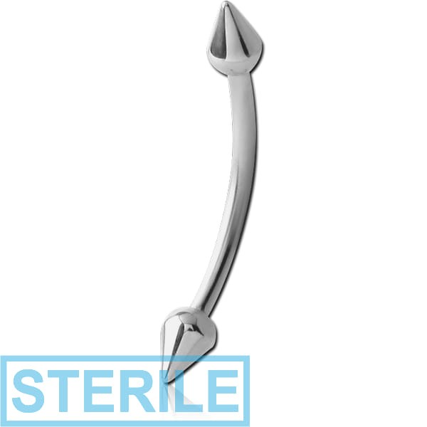 STERILE SURGICAL STEEL CURVED MICRO BARBELL WITH TEAR DROP CONES