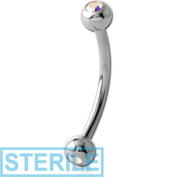 STERILE SURGICAL STEEL DOUBLE JEWELLED MICRO CURVED BARBELL