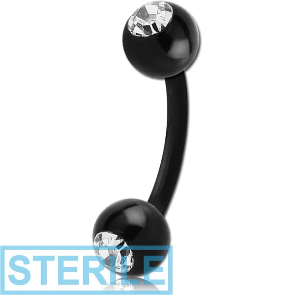 STERILE UV ACRYLIC FLEXIBLE CURVED MICRO BARBELL WITH JEWELLED BALLS