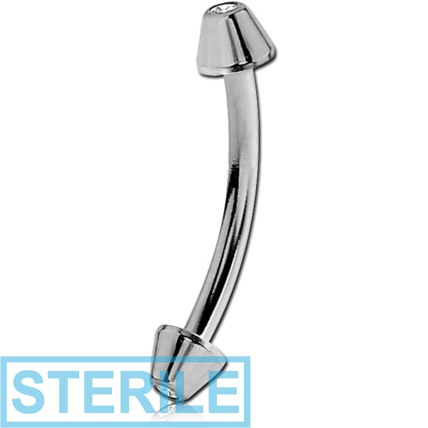 STERILE SURGICAL STEEL CURVED MICRO BARBELL WITH JEWELLED CONES