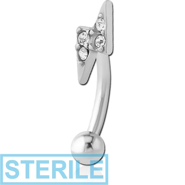 STERILE SURGICAL STEEL JEWELLED FANCY CURVED MICRO BARBELL - THUNDER