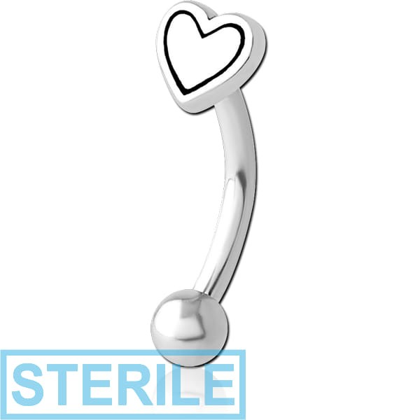 STERILE SURGICAL STEEL FANCY CURVED MICRO BARBELL - HEART