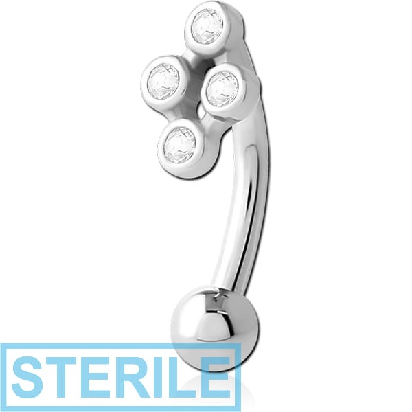 STERILE SURGICAL STEEL JEWELLED FANCY CURVED MICRO BARBELL