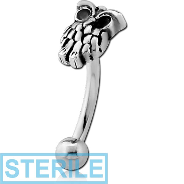 STERILE SURGICAL STEEL FANCY CURVED MICRO BARBELL - OWL