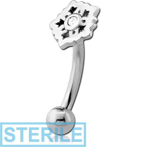 STERILE SURGICAL STEEL JEWELLED FANCY CURVED MICRO BARBELL - SNOWFLAKE